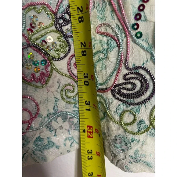 Traditional Chinese Beaded Flower Lace Mesh Embroidery Cheongsam Dress Green XL - Picture 4 of 15